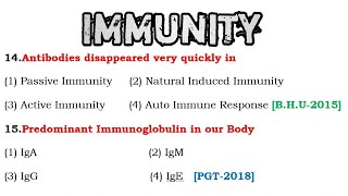 MCQs on ImmunityImmunology QuestionsMost important quiz [upl. by Winther]