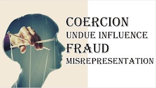 Coercion Undue Influence Fraud Misrepresentation  Indian Contract Act 1872  Law Guru [upl. by Netsyrk]