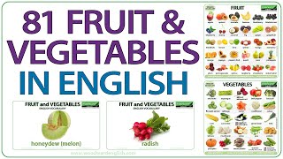 Fruit and Vegetables in English  Learn names of fruit and vegetables  English vocabulary lesson [upl. by Oek629]