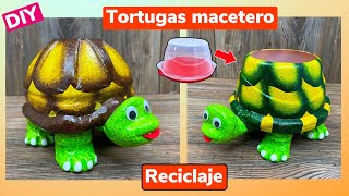 DIY  Cómo hacer TORTUGAS para macetas o para lápices  Reciclaje [upl. by Aisetra]