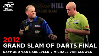 BRILLIANT BARNEY  Van Gerwen v Van Barneveld  2012 Grand Slam of Darts Final [upl. by Annaeg]