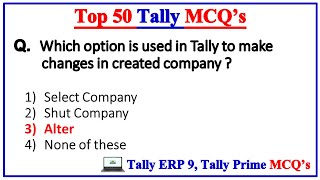 Tally MCQ  Top 50 Tally Mcq Questions and Answers  Accounts MCQ [upl. by Silma]