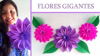 DIY  FLORES gigantes de papel  FLOR para decorar  paper flower  Muy Lindas 🌺 [upl. by Anaya]