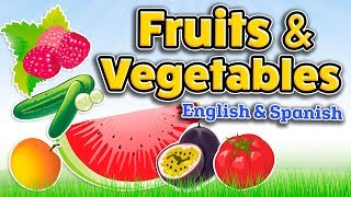 Fruits and vegetables in English and Spanish  Bilingual vocabulary [upl. by Hyatt390]