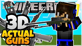 Minecraft 3D ACTUAL GUNS Addon  How to Get Guns Pistol Assault Rifle Sniper MCPEBedrock [upl. by Esirehc619]