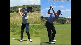 Justin Thomas golf swing  Long Iron faceon amp downtheline July 2017 [upl. by Root925]