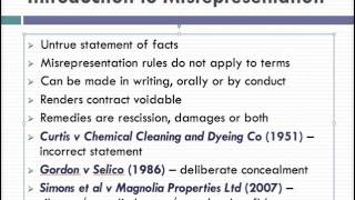 Misrepresentation Lecture 1 of 4 [upl. by Rodgers]