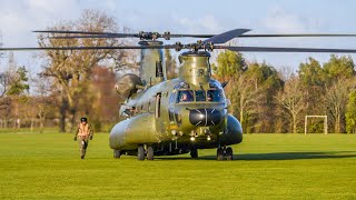 RAF Chinook landing at Seaclose Park Newport to collect British Army Troops on the Isle of Wight [upl. by Otrebogad545]