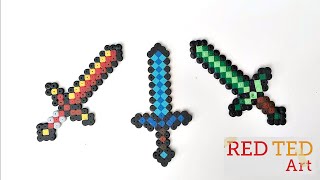 Minecraft Swords DIY Craft Perler Bead Keychains [upl. by Recneps]